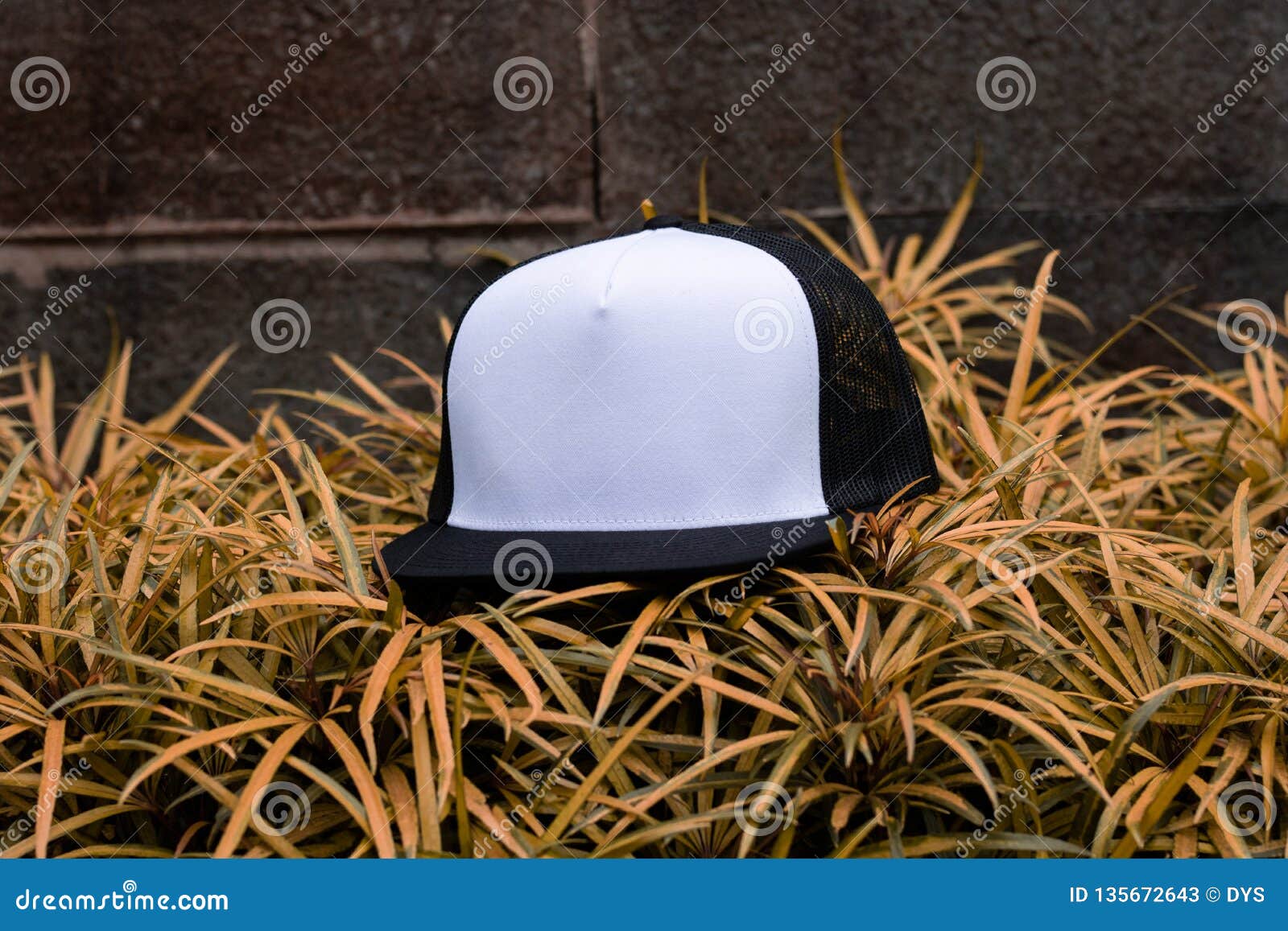 Download Blank Trucker Hat Cap Flat Visor With Black And White ...