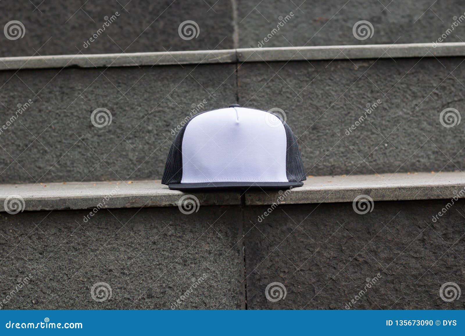Download Blank Trucker Hat Cap Flat Visor With Black And White ...