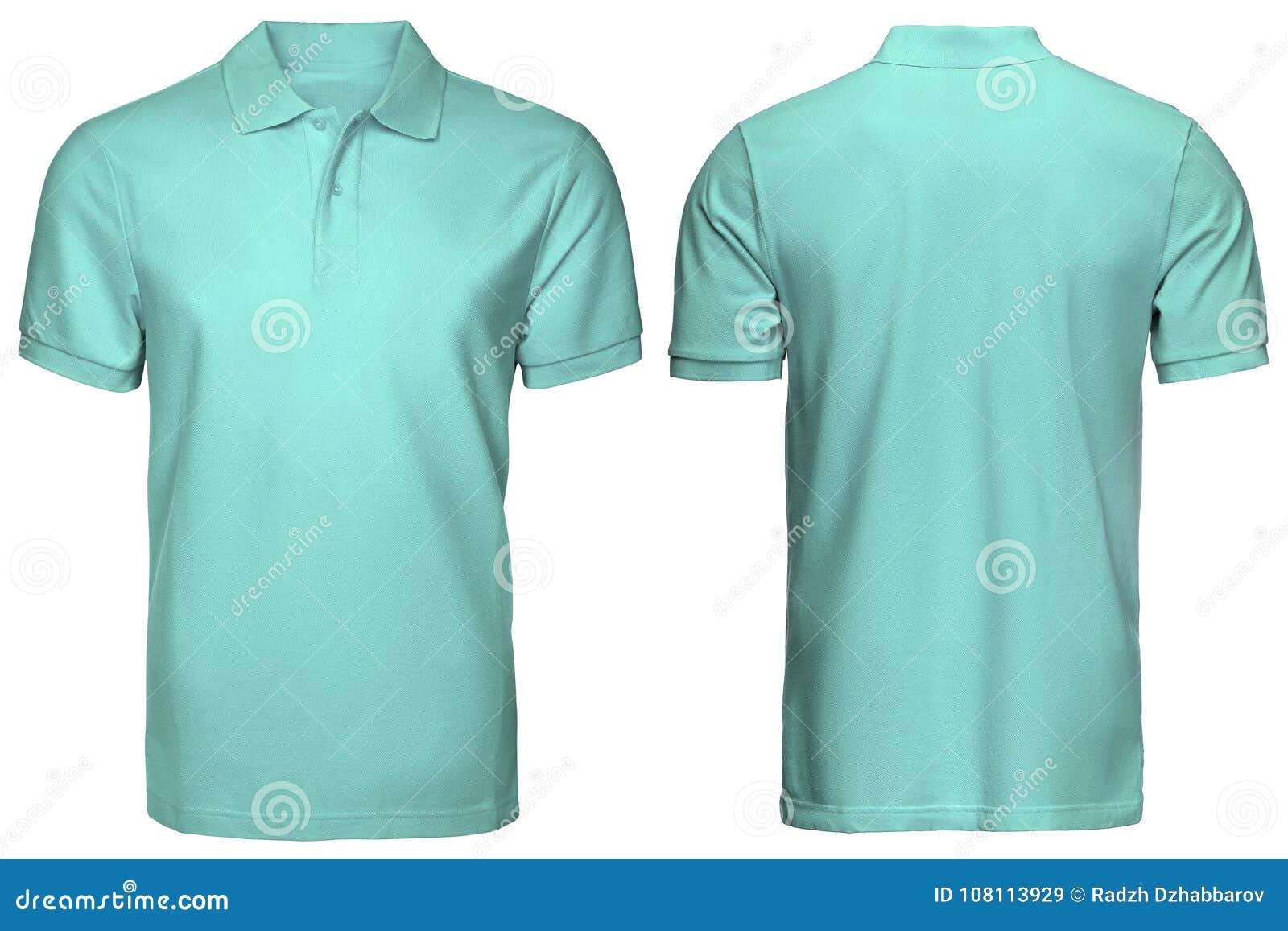 Blank Turquoise Polo Shirt, Front And Back View, Isolated White ...