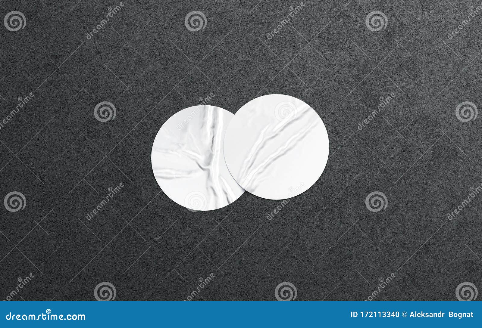 Download Blank Two White Round Adhesive Sticker Mockup Dark Textured Wall Stock Illustration ...
