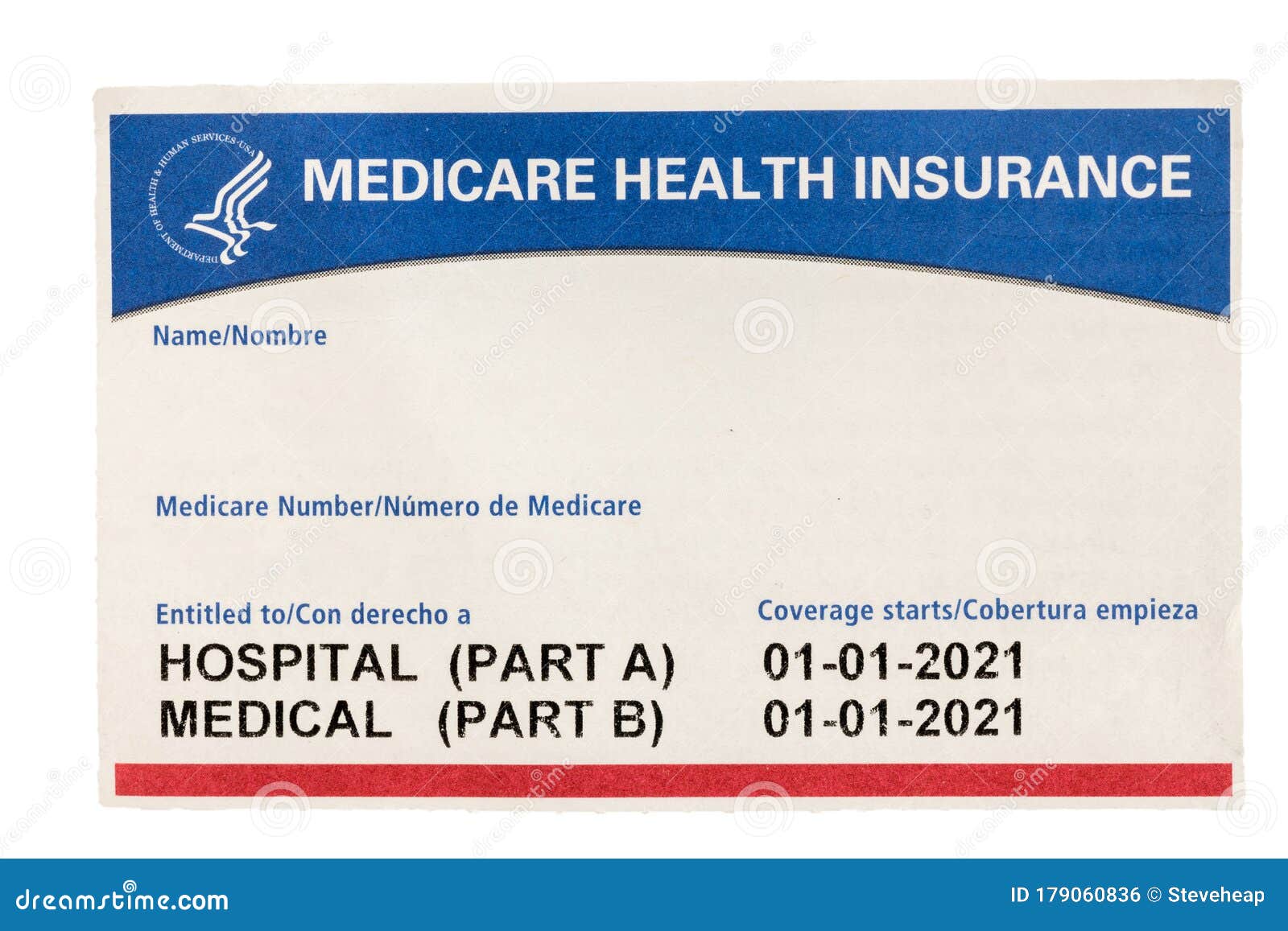 Blank Usa Medicare Health Insurance Card Isolated Against White Background Editorial Photo Image Of Cutout Congress 179060836