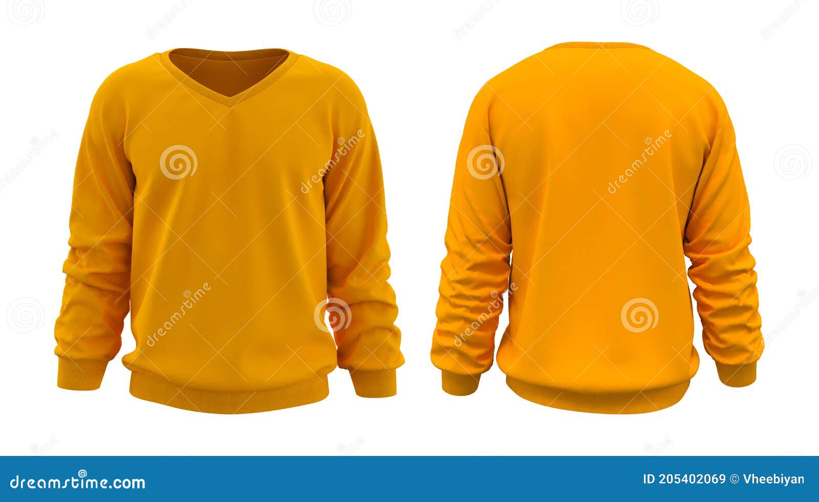 Blank V-neck Sweatshirt Mock Up in Front, and Back Views Stock ...