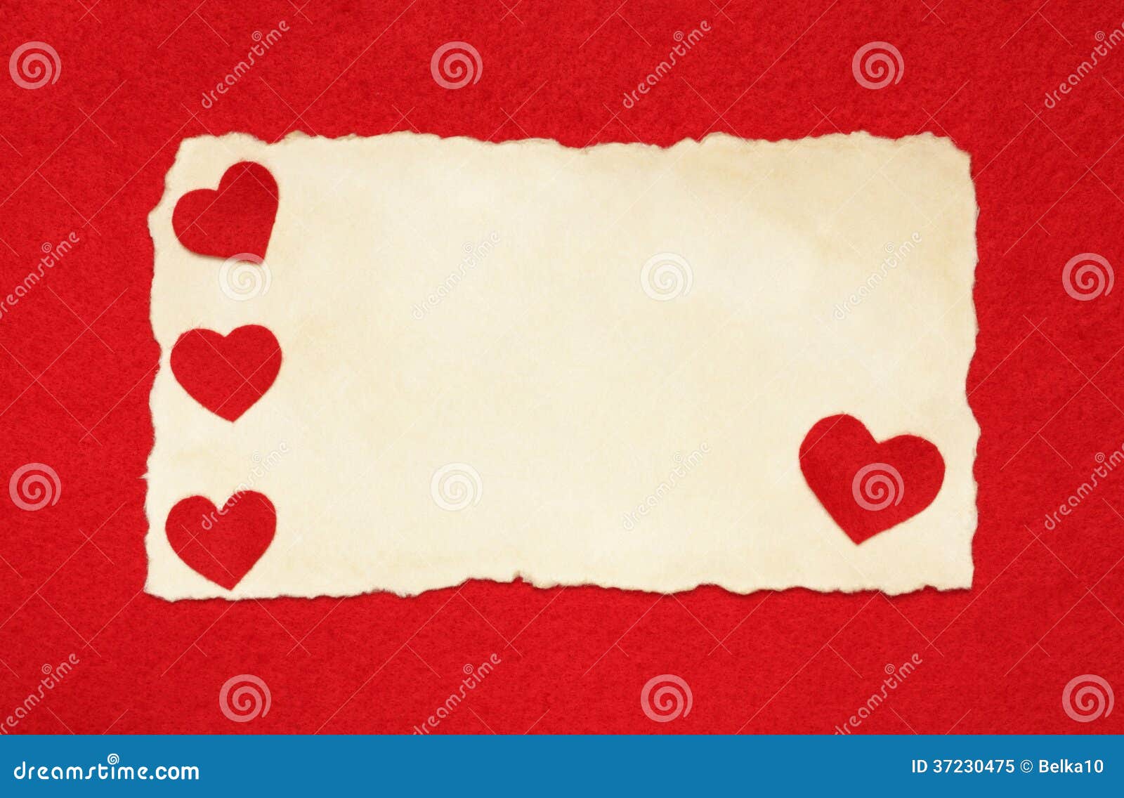 Blank Valentines Card with Felt Hearts Stock Image Image of list