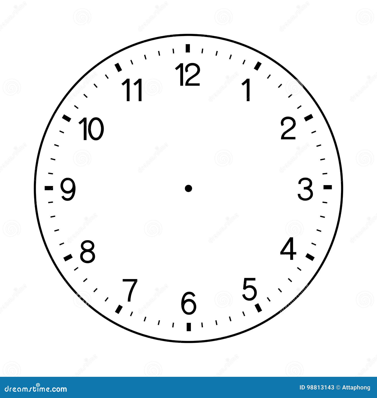 blank wall clock face  on white background