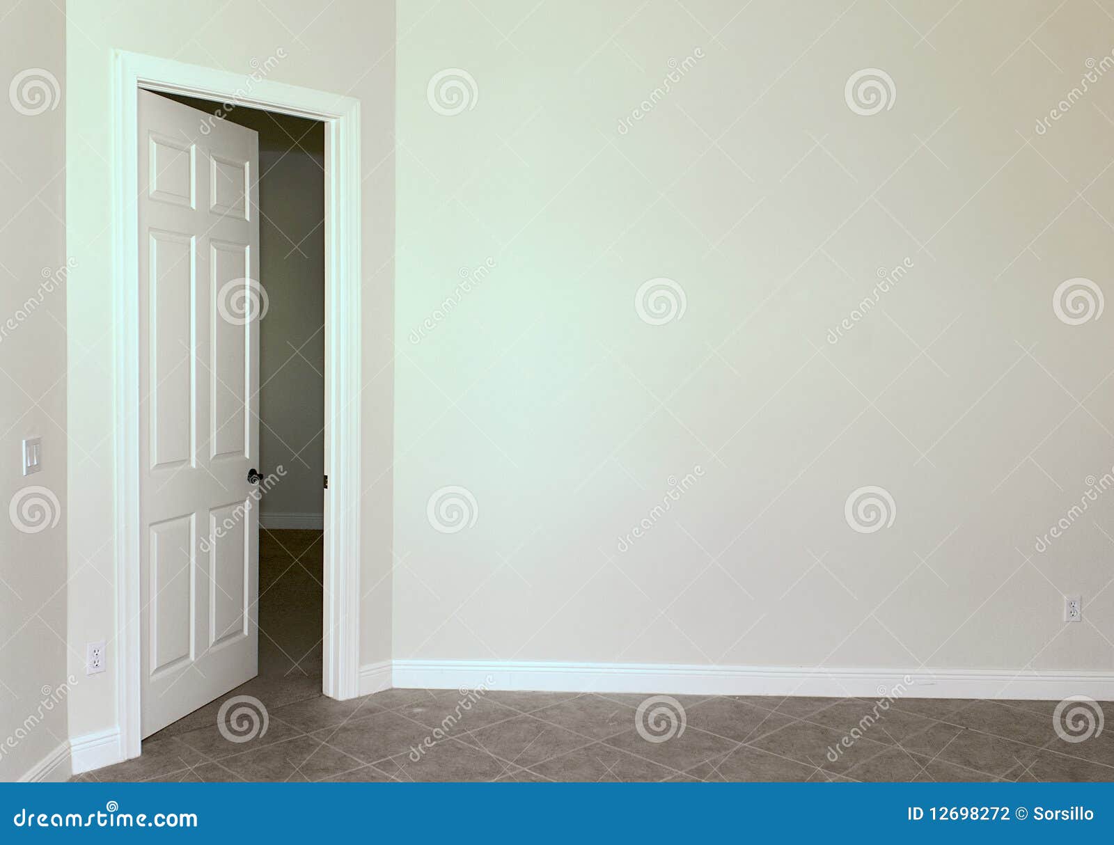 Blank wall with door stock photo. Image of wall, apartment 12698272