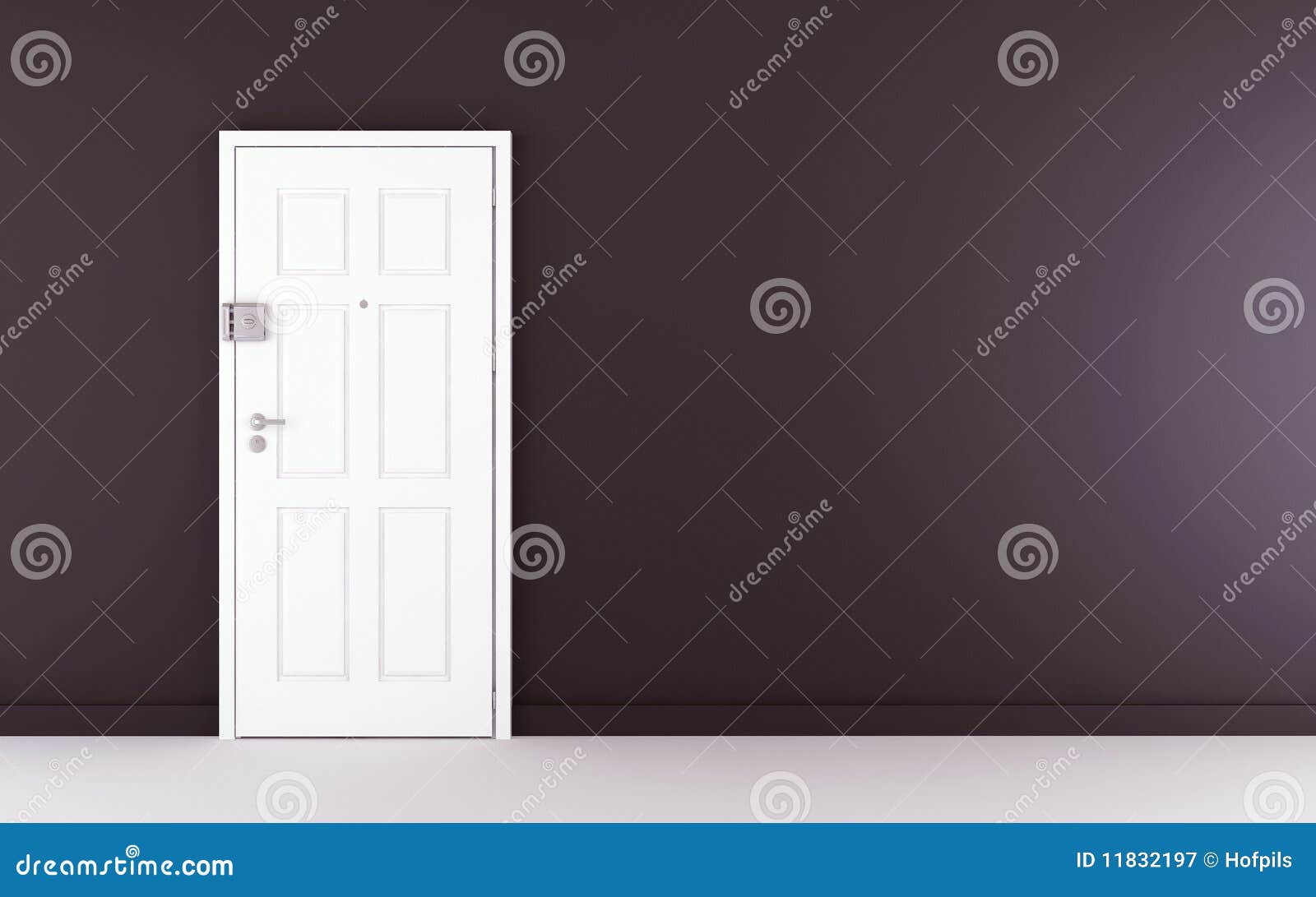 Blank wall with white door stock illustration. Illustration of inside