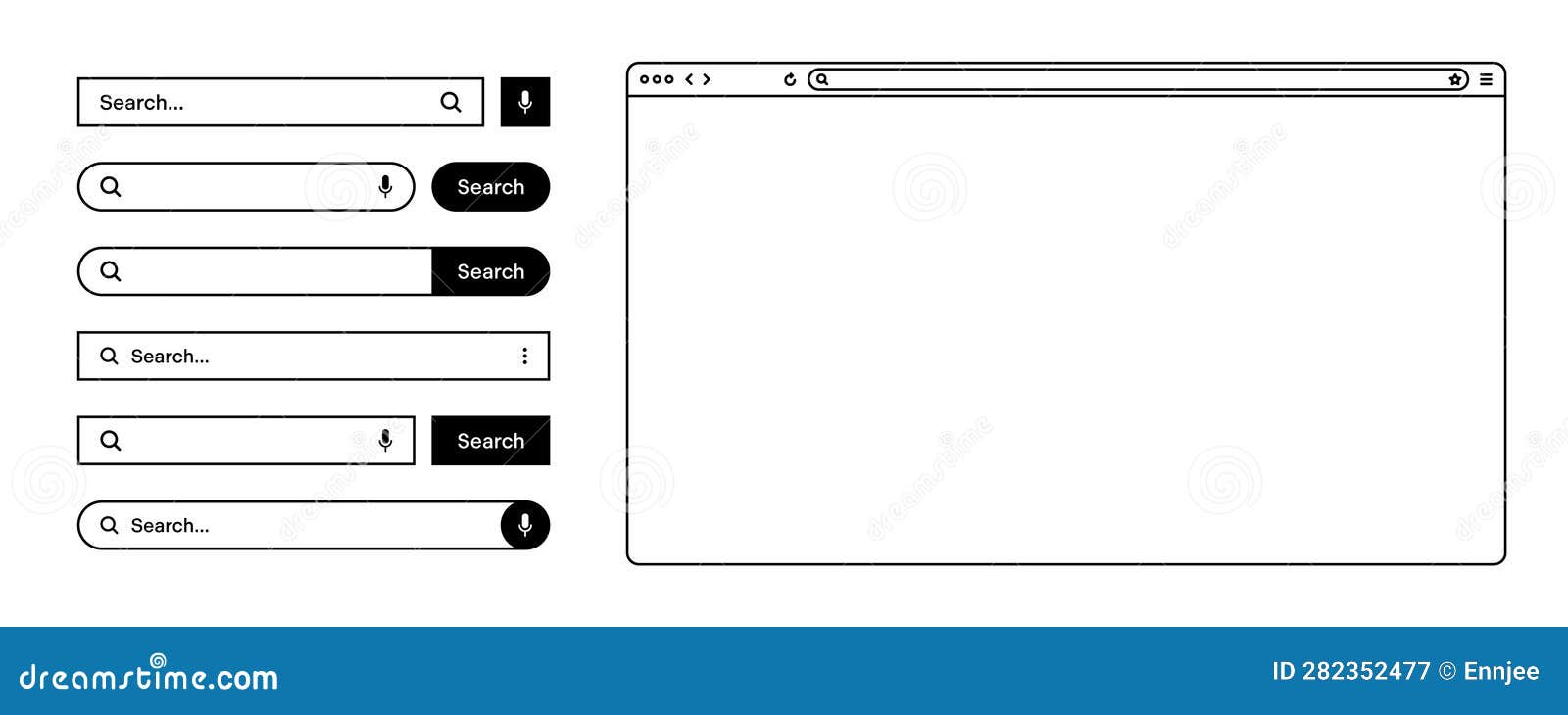 Blank Web Browser, Internet Page Window With Toolbar And Search Bar