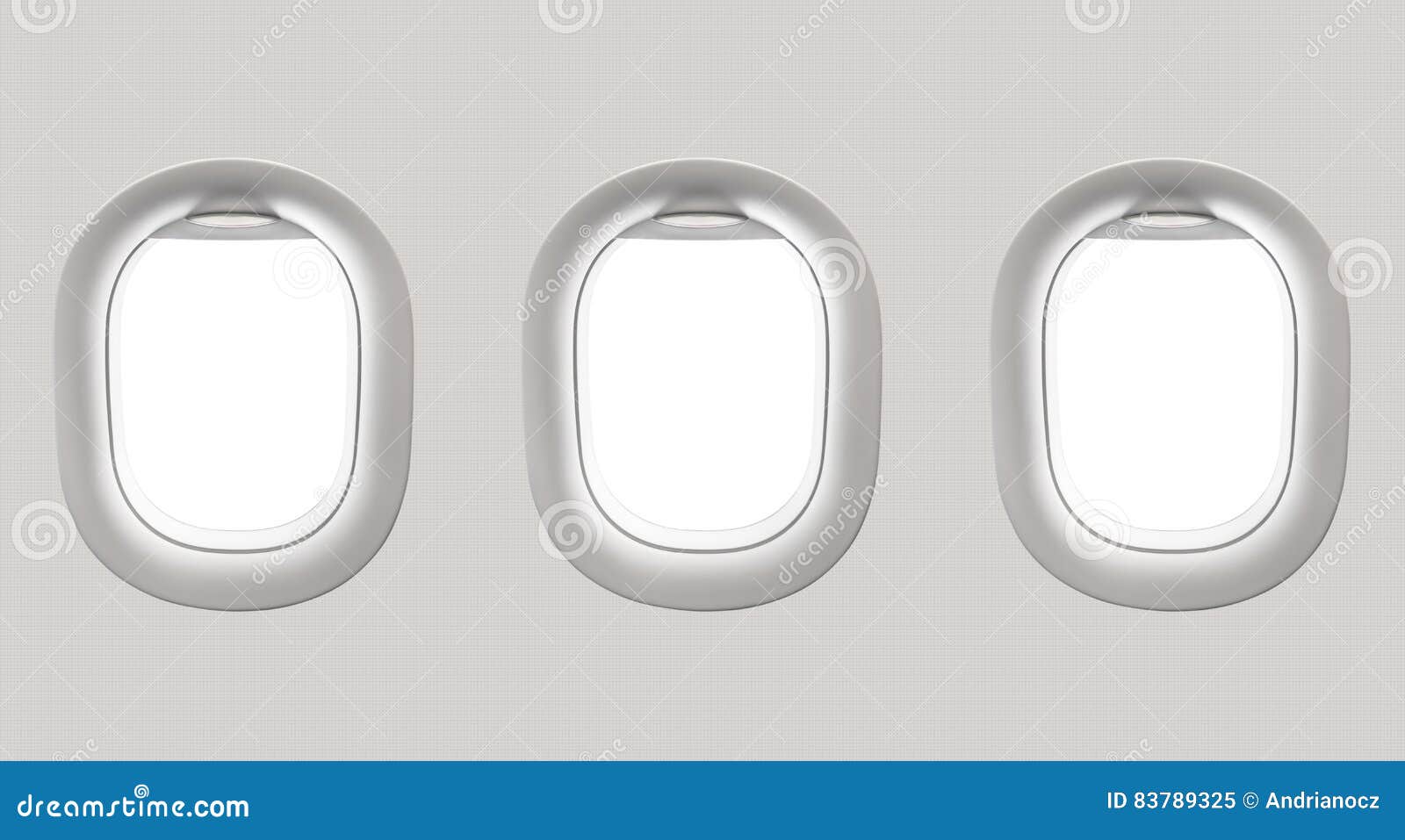 Blank white airplane windows - flight concept