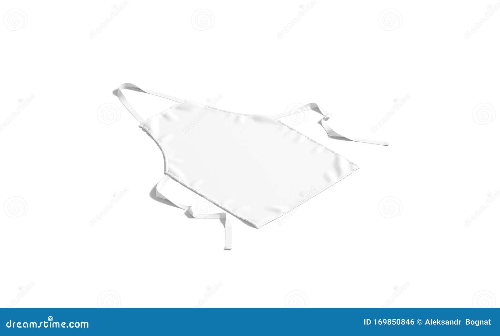 blank white apron with strap mock up lying, side view
