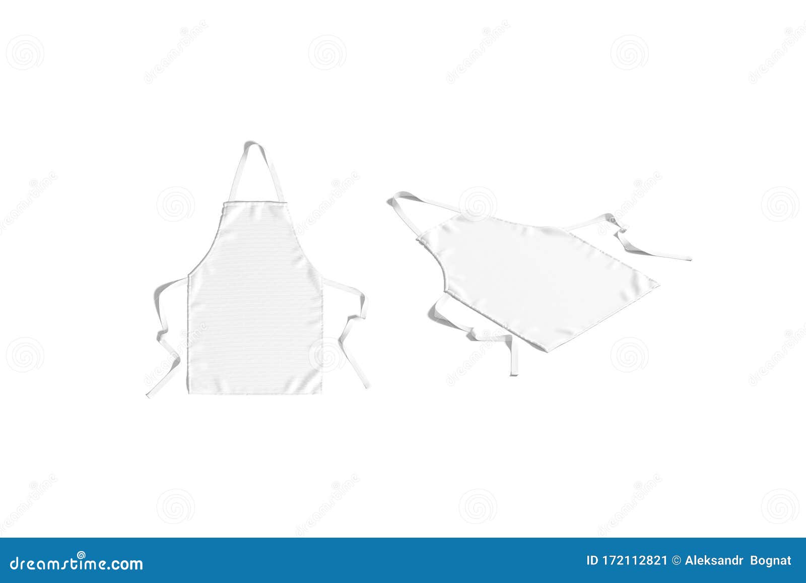 blank white apron with strap mockup, top and side view
