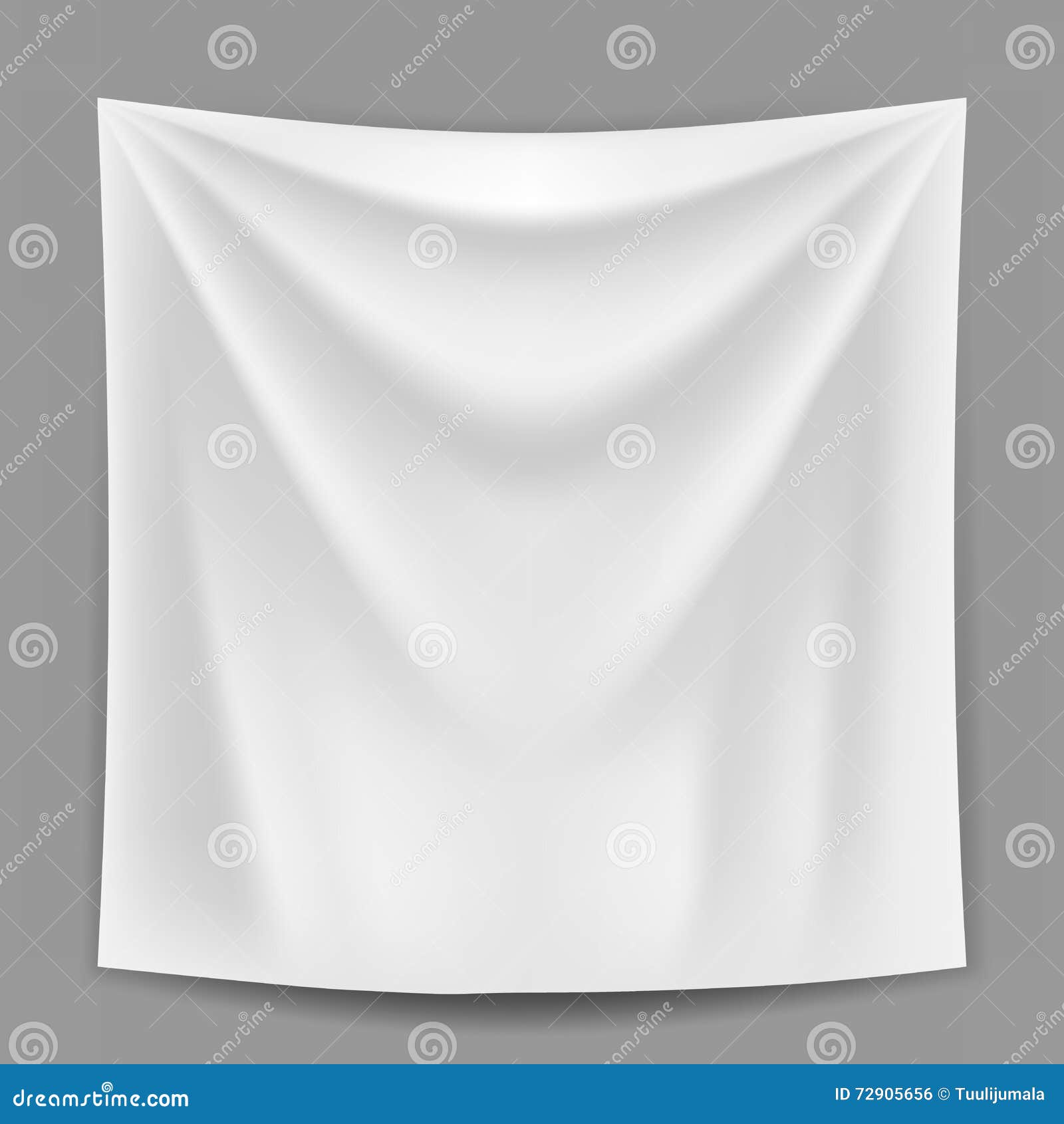 Blank White Banner Hanging on the Grey Wall Template Stock Vector