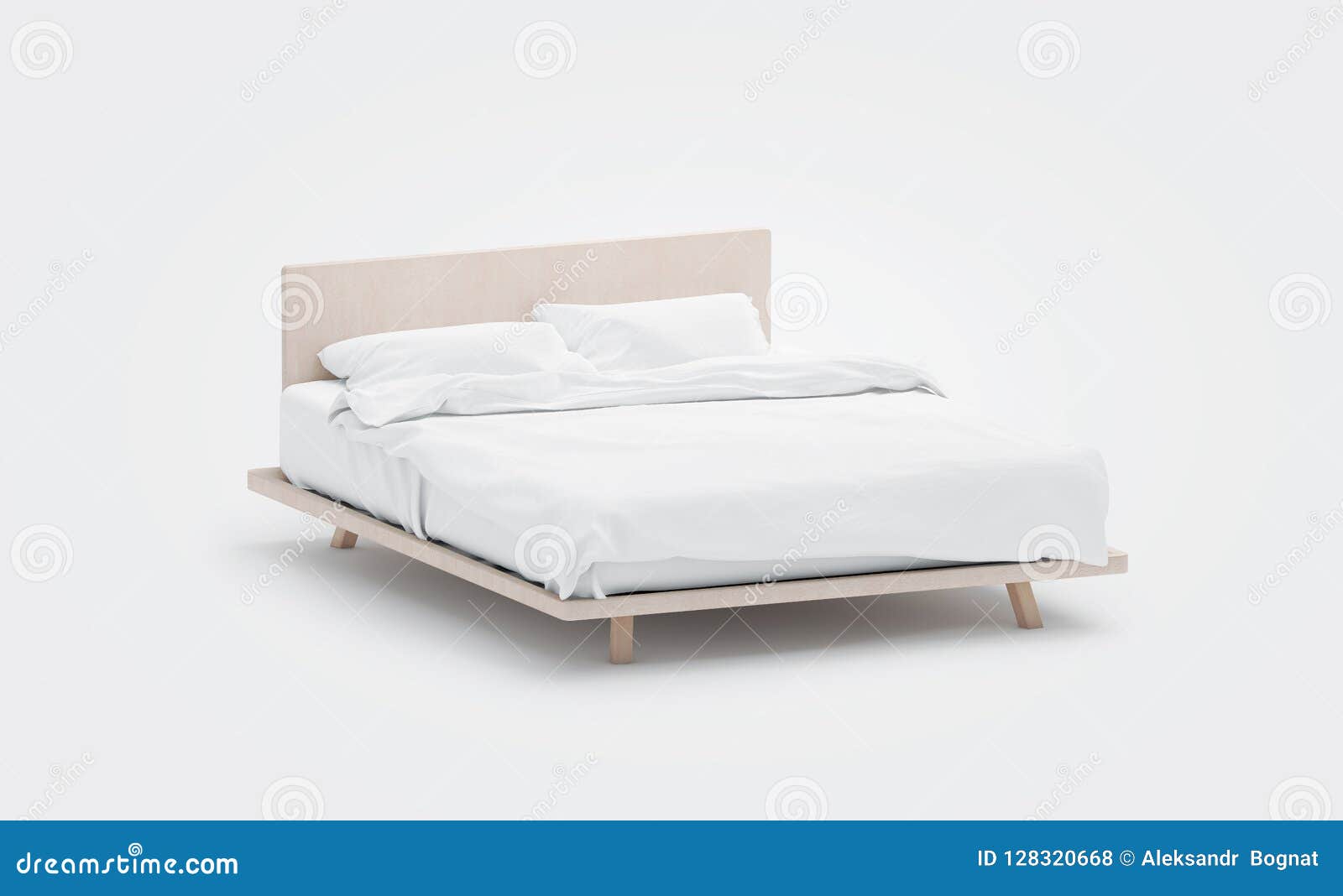 Download Blank White Bed With Pillows Mockup, Side View, Isolated, Stock Illustration - Illustration of ...