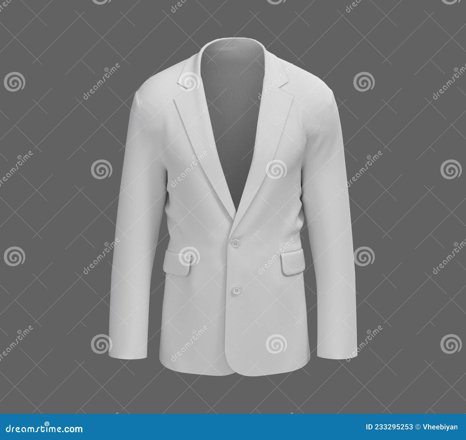 Blank Blazer Mockup. Front View. Stock Illustration - Illustration of ...