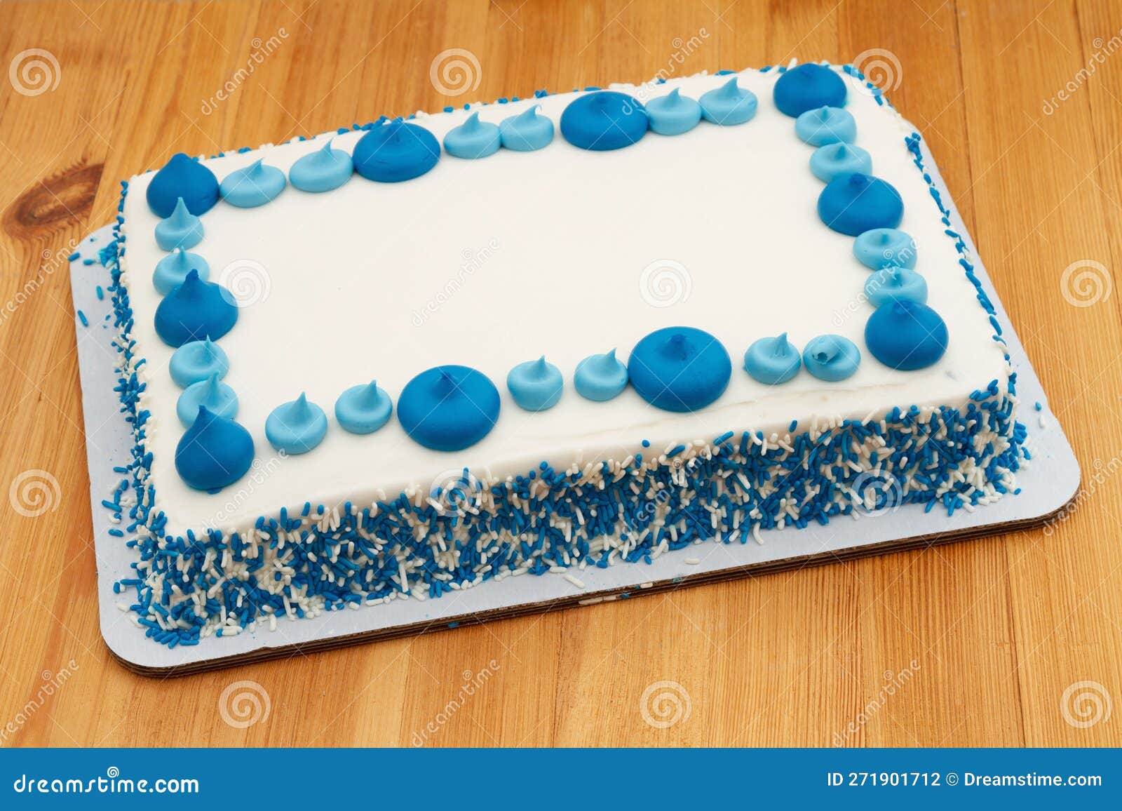 Blank White and Blue Birthday Cake Stock Photo - Image of birthday, empty: 271901712