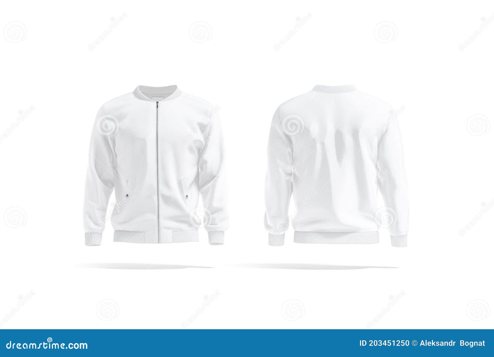 Download Blank White Bomber Jacket Mockup Front And Back View Stock Illustration Illustration Of Empty Sport 203451250