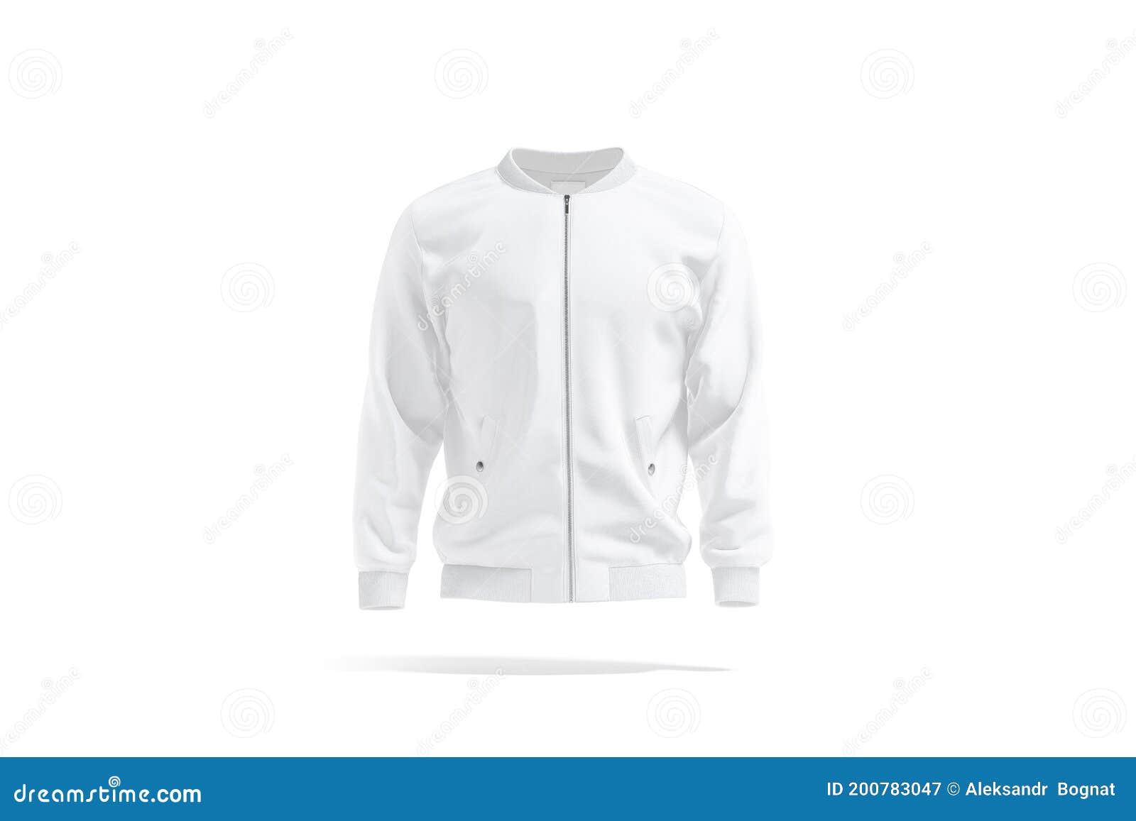 Download Blank White Bomber Jacket Mockup, Front View Stock Illustration - Illustration of mokcup, mocap ...