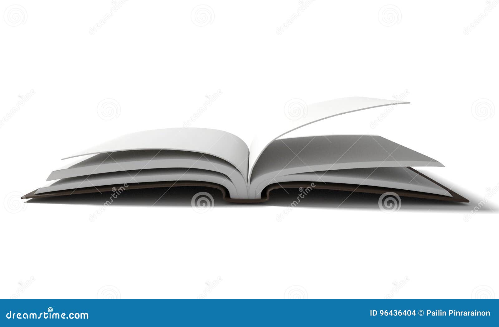Blank White Book with Brown Hardcover on Isolated White Background in