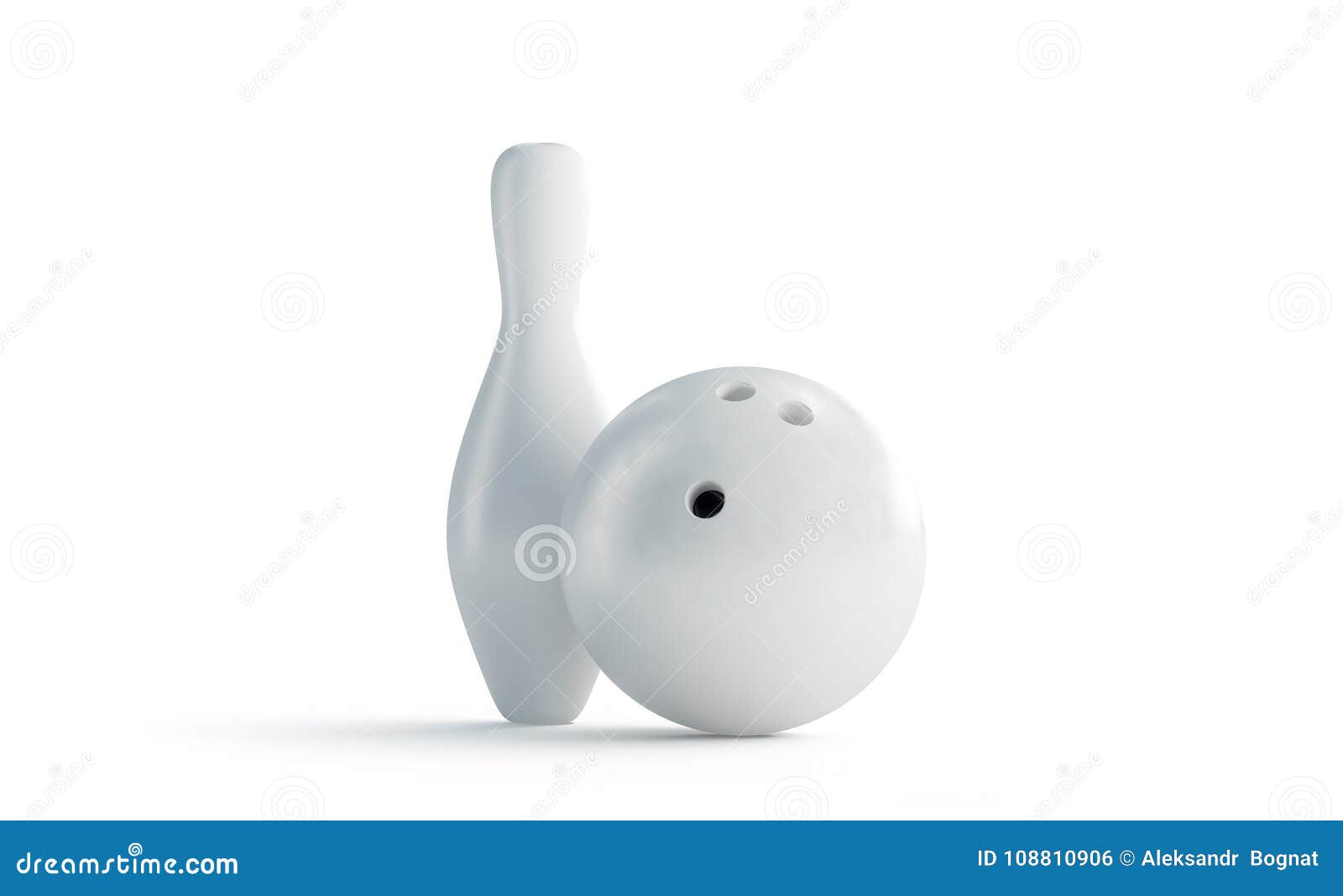 Blank White Bowling Ball And Skittle Mock Up, Front View ...