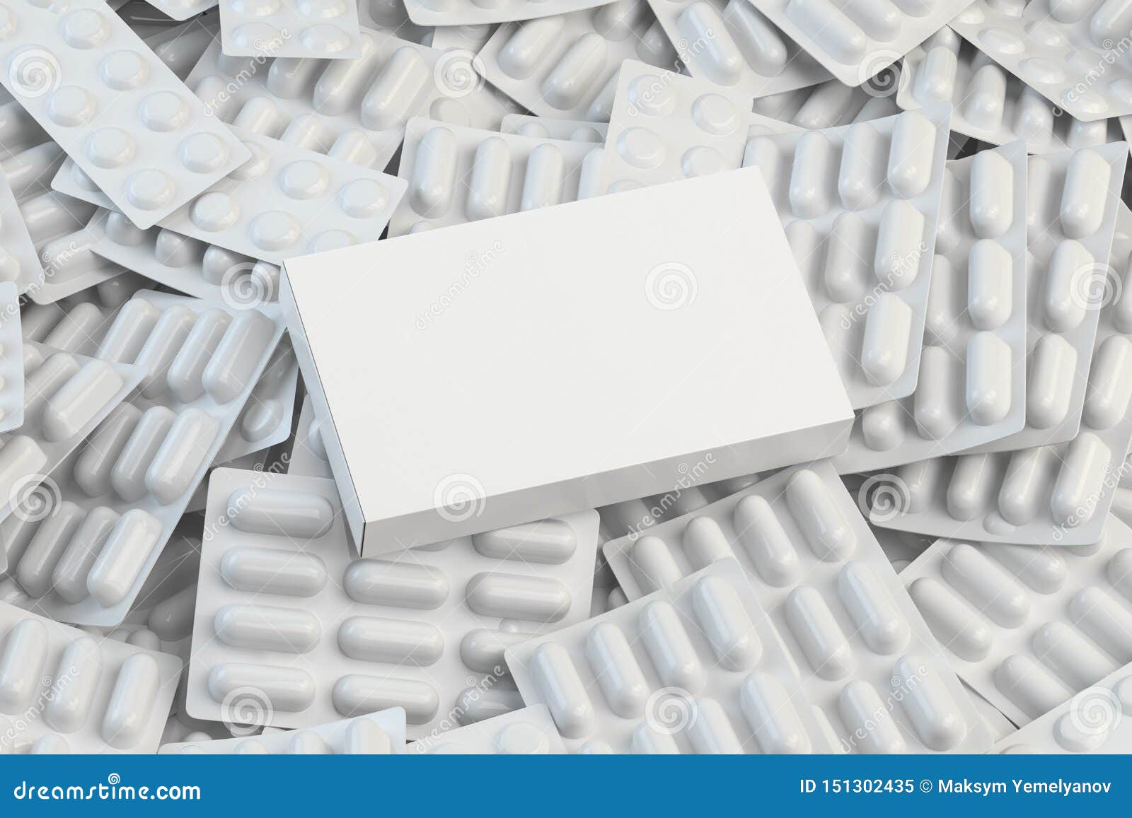 Download Blank White Box For Pills On The Pile Of White Blisters Of ...