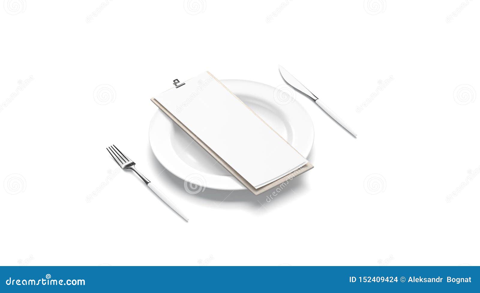 Download Blank White Cafe Menu Mock Up On Plate With Cutlery Stock Illustration - Illustration of ...