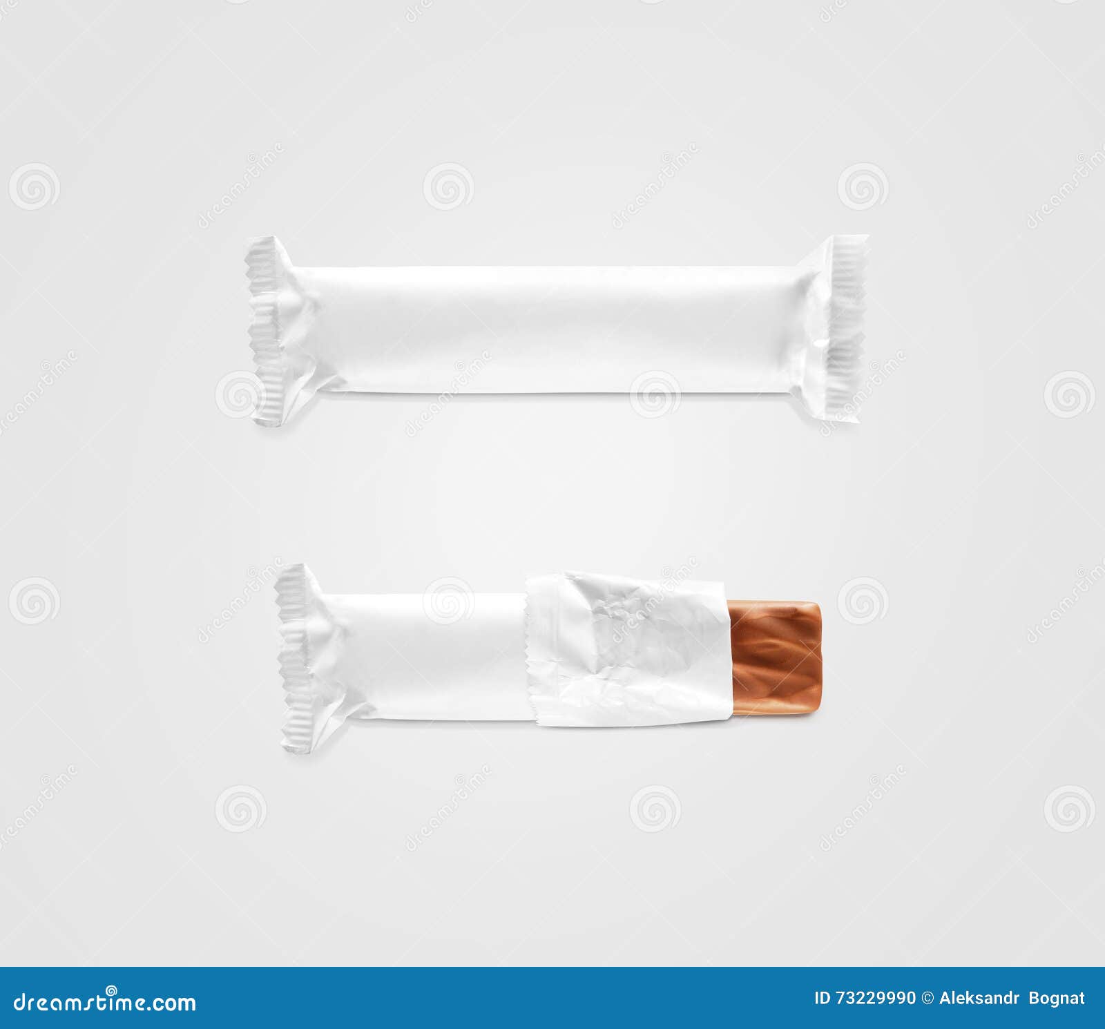 Blank White Candy Bar Plastic Wrap Mockup Isolated. Stock Photo Inside Blank Candy Bar Wrapper Template