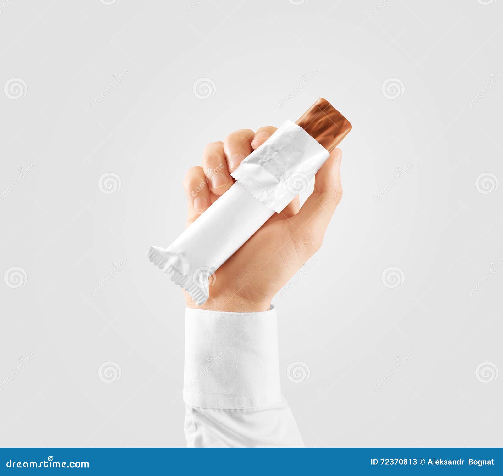 Download Blank White Candy Bar Plastic Wrap Opened Mockup Hold Hand Stock Image - Image of biscuit ...