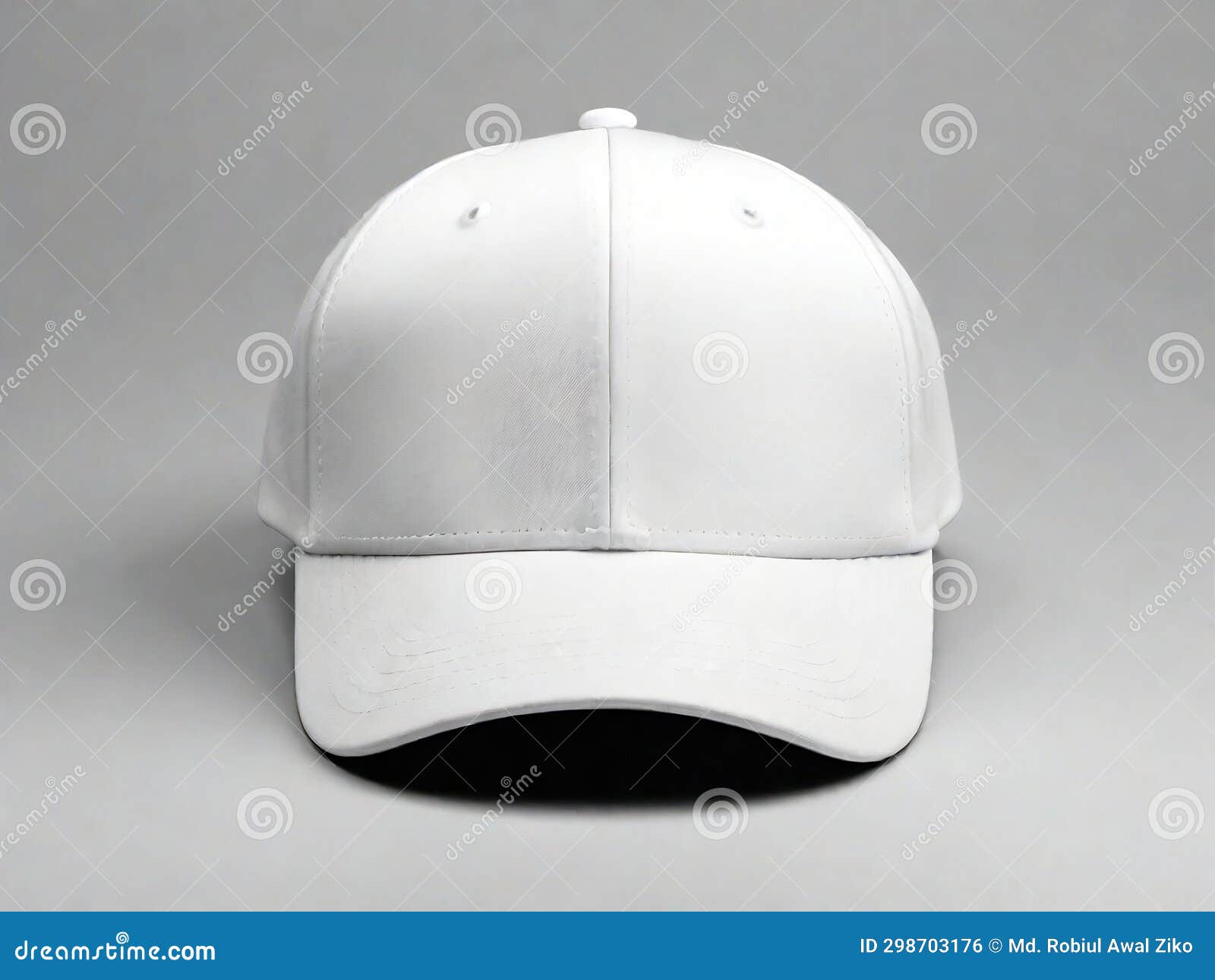 Blank White Cap Mockup on Black Background Front View, Generative Ai