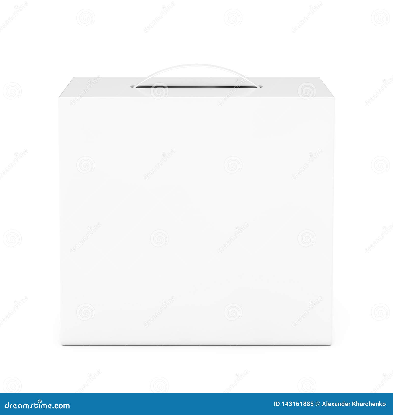 Download Blank White Cardboard Box Mockup With Plastic Handle. 3d Rendering Stock Illustration ...