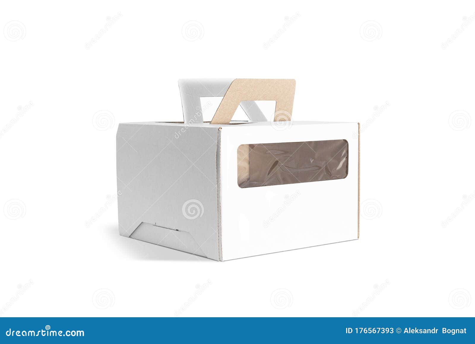 Download Blank White Cardboard Carry Box With Window And Handle Mockup Stock Image - Image of carton ...