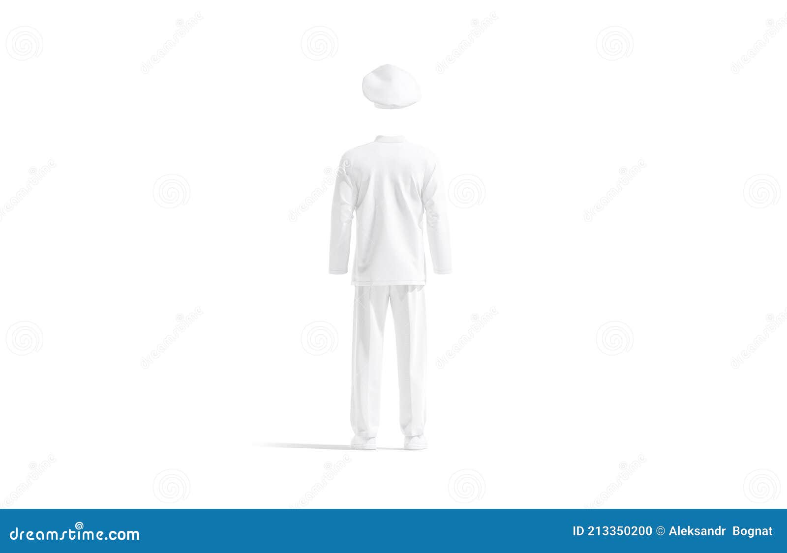 blank white chef uniform mock up, back view