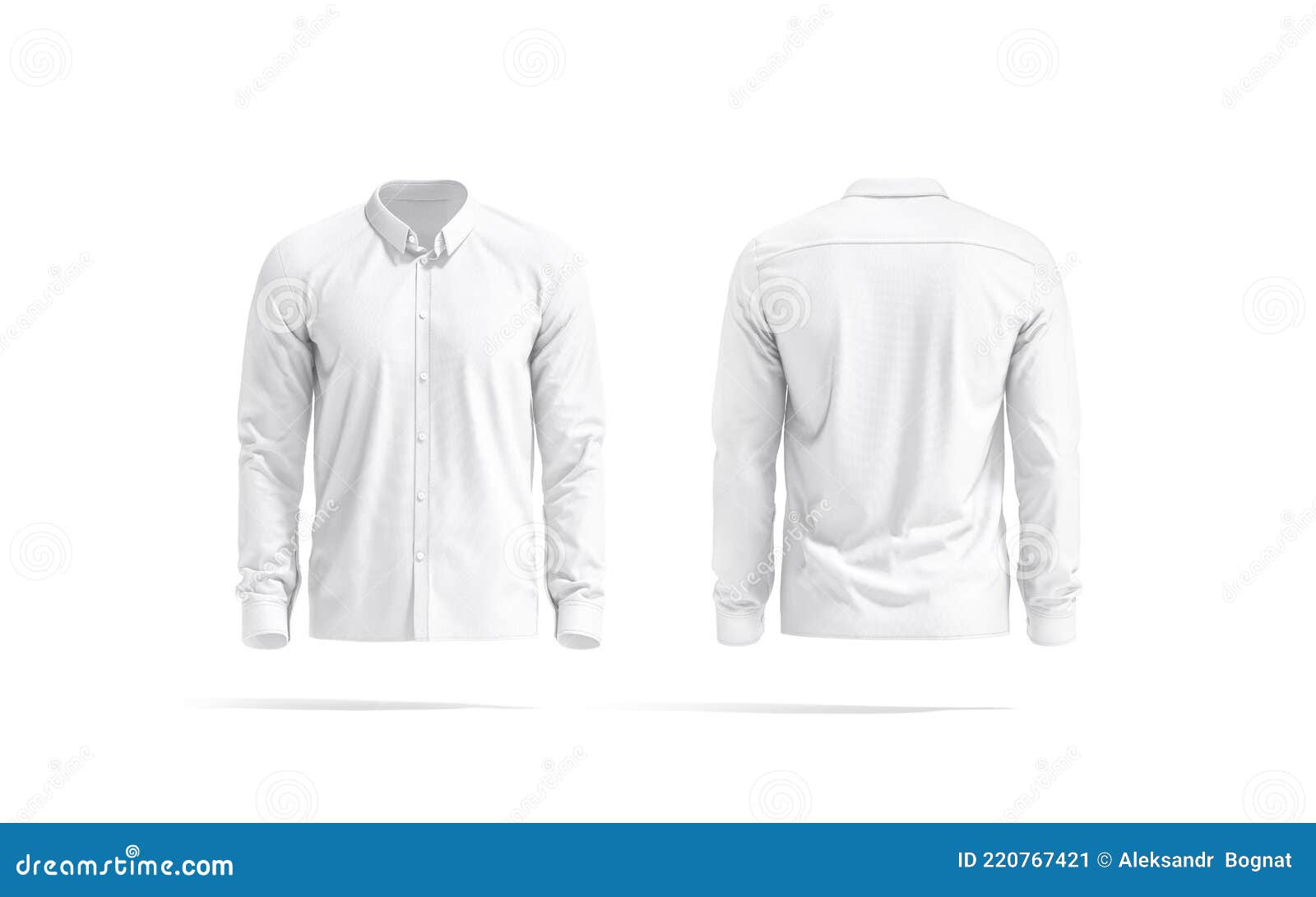 Blank White Classic Shirt Mockup, Front and Back View Stock ...
