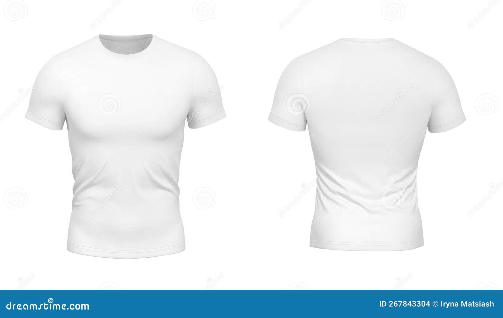 Blank White Clean Fitted T-shirt Mockup, Isolated, Front and Back Side ...