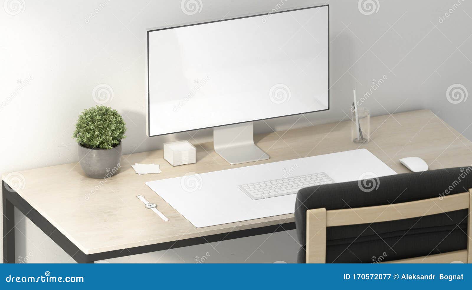 Blank White Display And Desk Mat For Mouse Keyboard Mockup Stock
