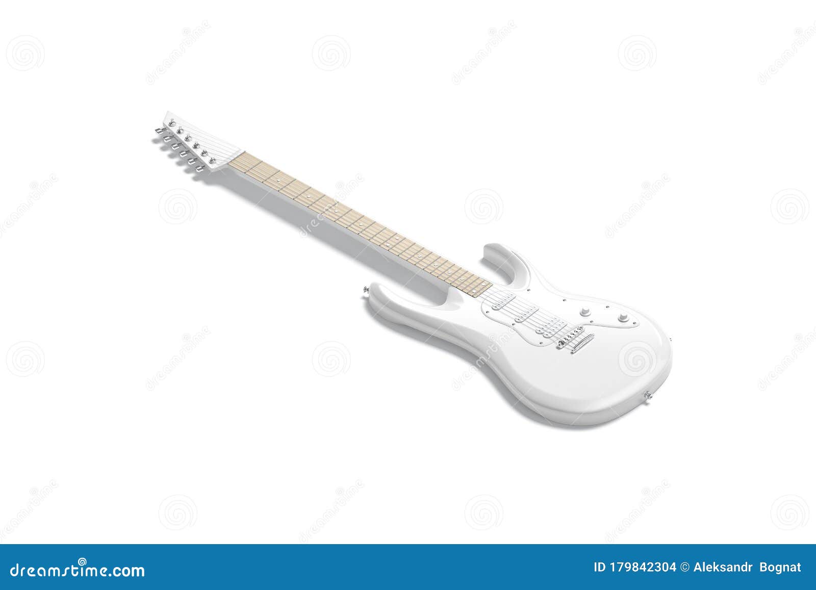 blank white electric guitar mockup, side view