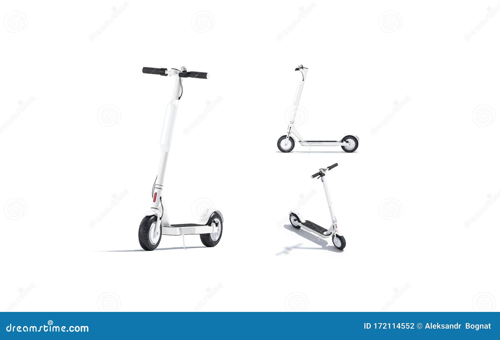 Download Blank White Electric Scooter With Banner Mockup, Different Views Stock Illustration ...