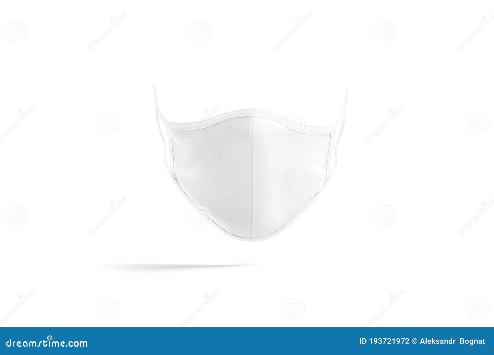 blank white fabric face mask mock up, front view