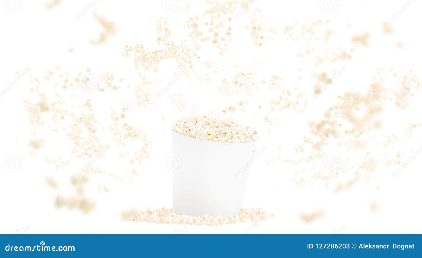 Download Blank White Food Bucket With Popcorn Mockup Isolated On Background Stock Illustration ...