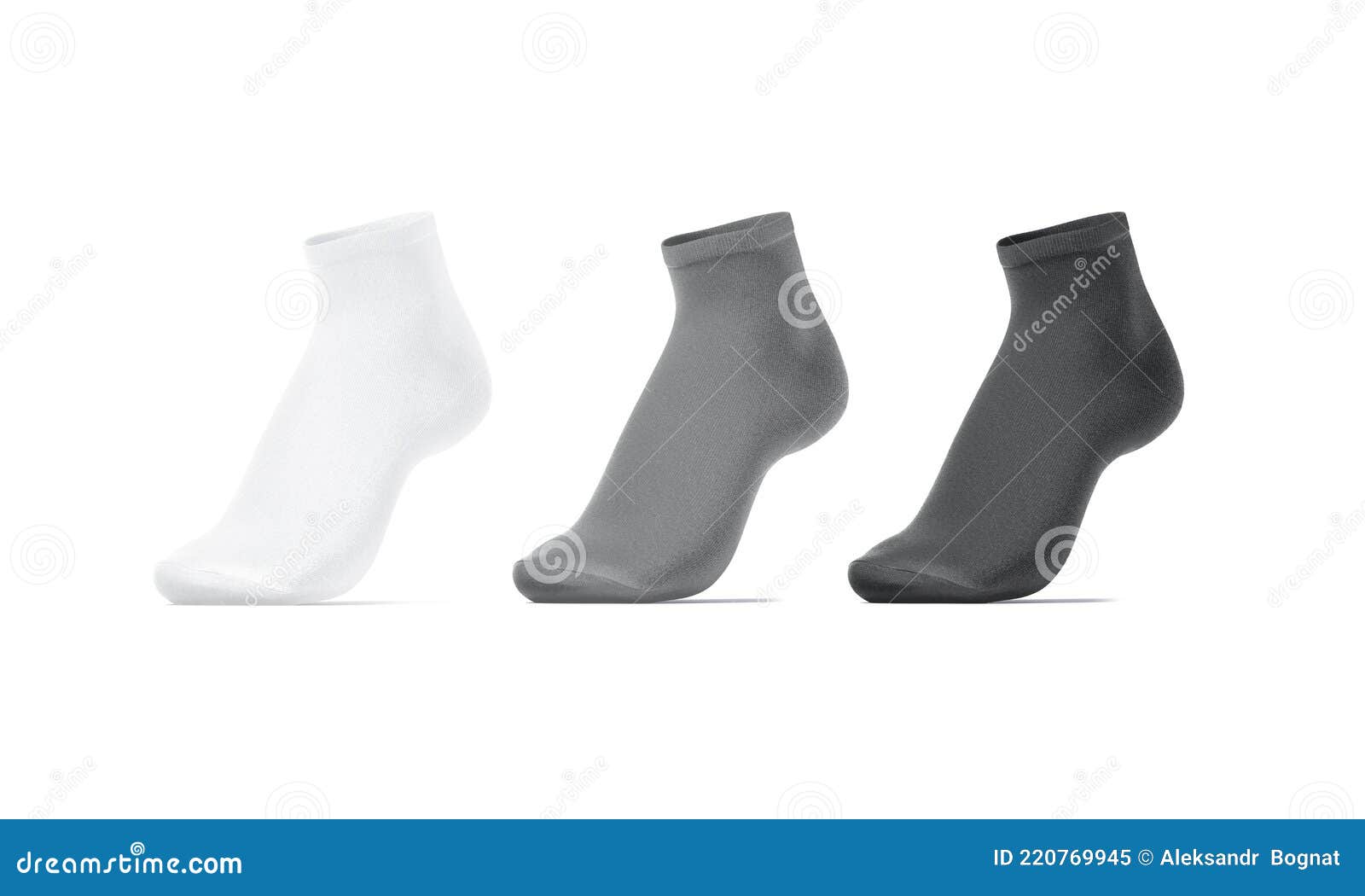 Blank White, Grey, Black Ancle Socks on Tiptoe Mockup, Isolated Stock ...