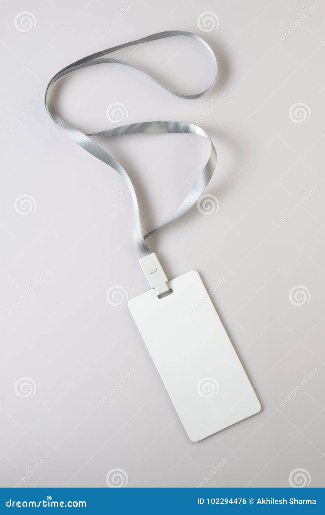 Download Blank White Lanyard Tag Badge Mockup On Grey Background Stock Photo Image Of Label Ribbon 102294476