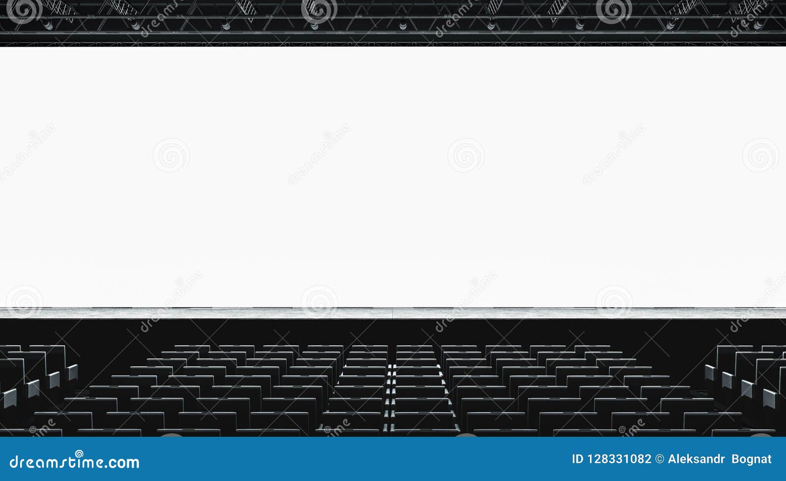 Download Blank White Large Screen In Presentation Hall Mockup ...