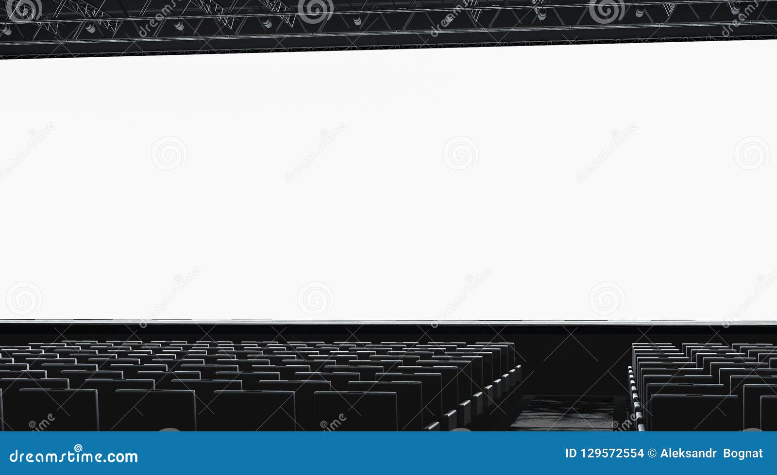 Download Blank White Large Screen In Presentation Hall Mockup, Side ...