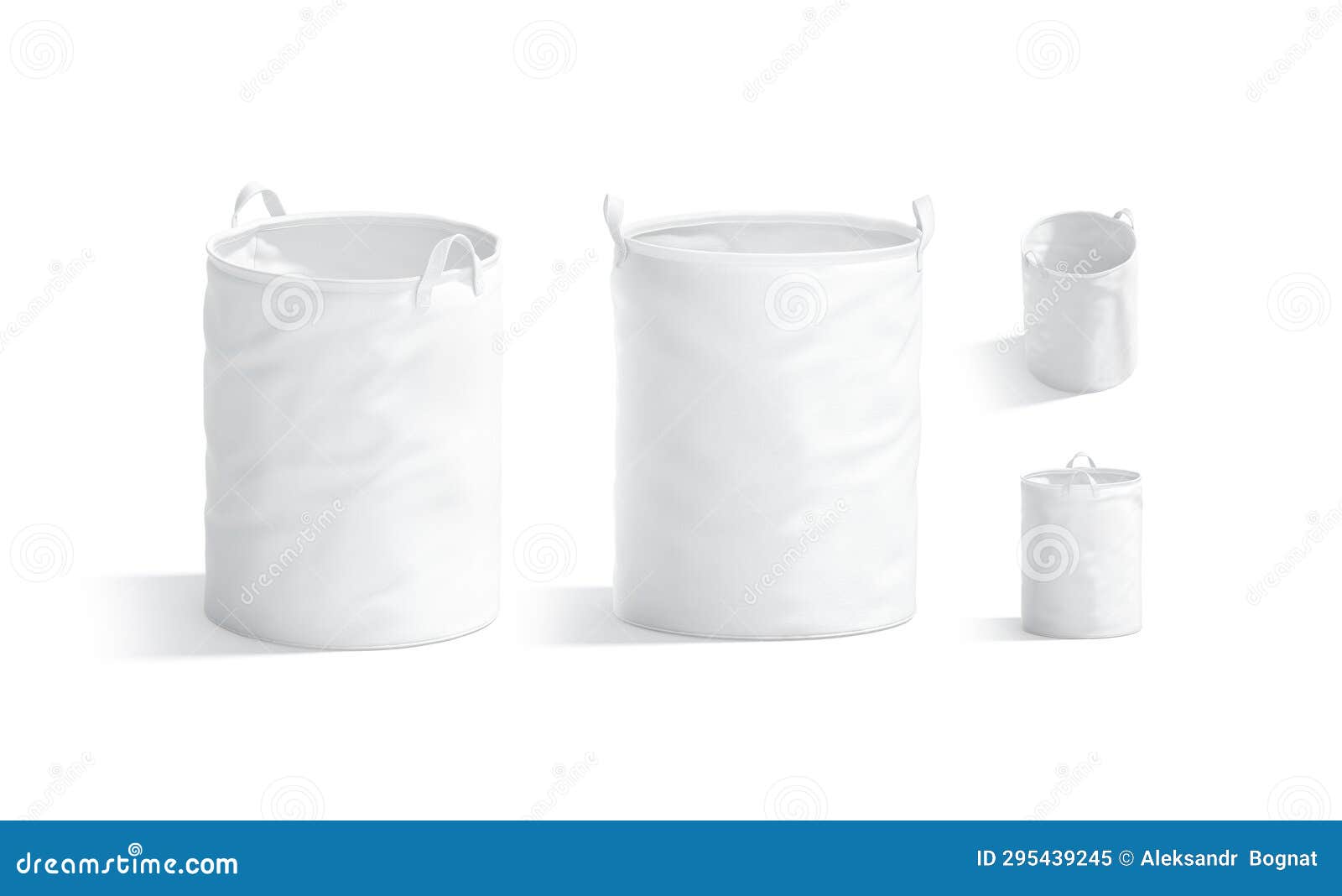 blank white laundry hamper bag mockup, different views