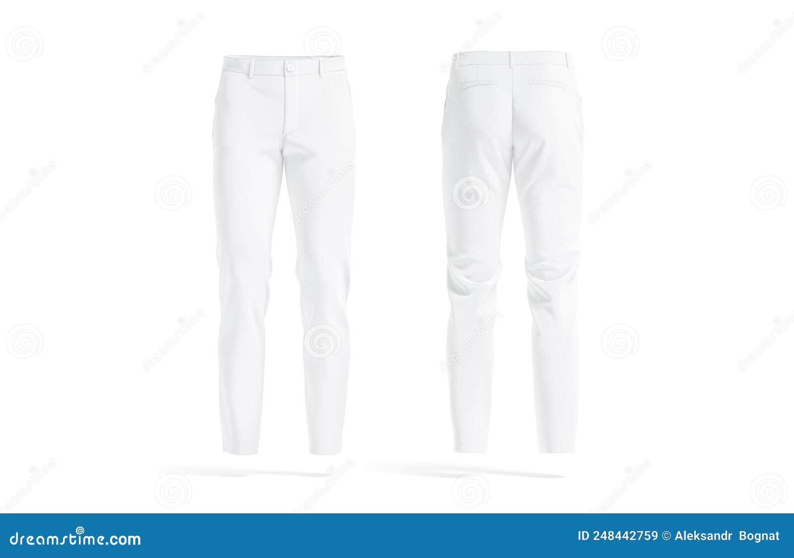 Blank White Man Pants Mockup, Front and Back View Stock Illustration ...