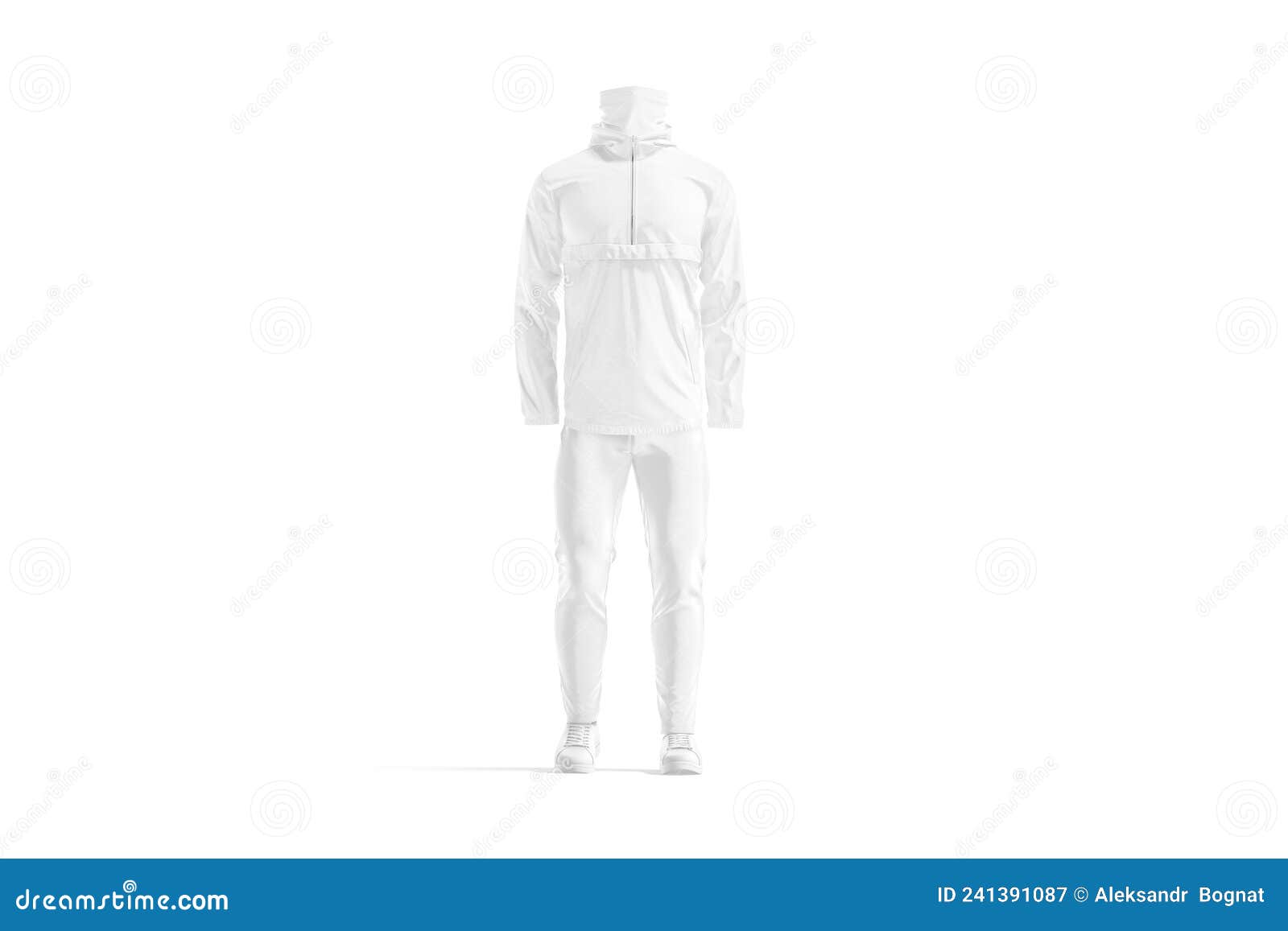Blank White Men Hiking Uniform Mockup, Front View Stock Illustration ...