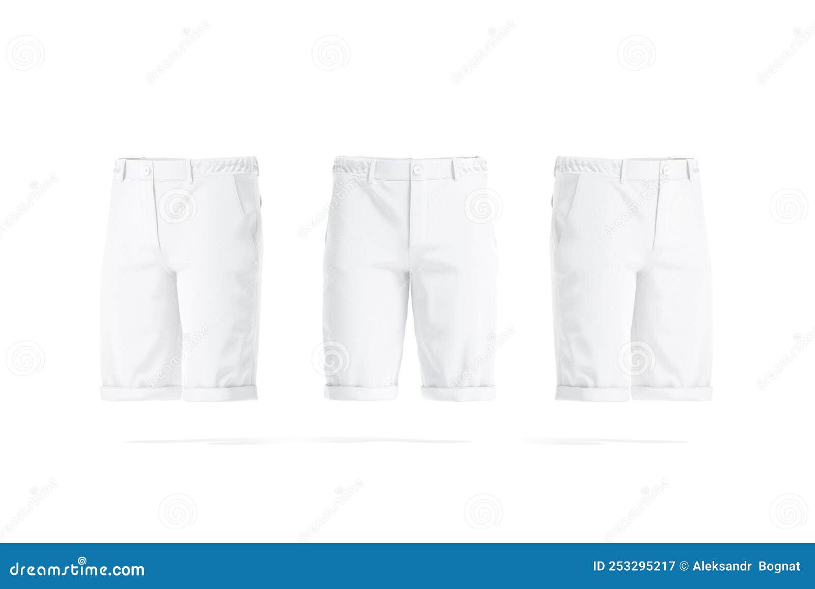 Blank White Men Shorts Mockup, Front and Side View Stock Illustration ...