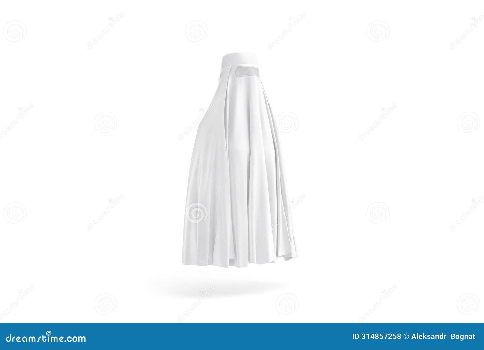 blank white muslim female burqa mockup, side view