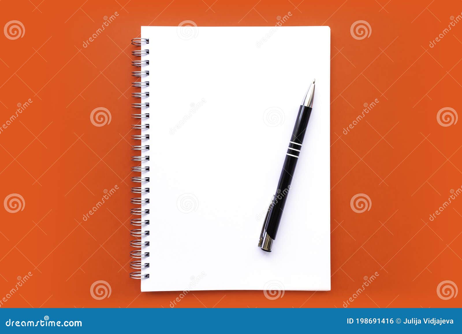 Blank White Notebook Sheet With A Spiral With Pencil Plain Red Background Stock Photo Image Of Flatly Holiday