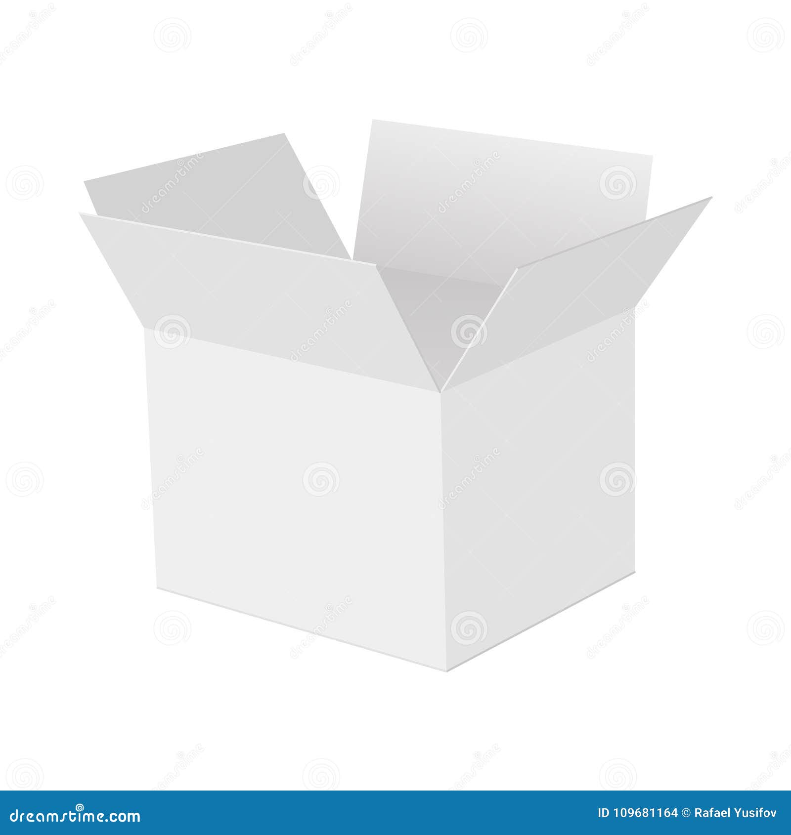 Blank of White Opened Cardboard Box . Perspective View. Mock Up Box ...