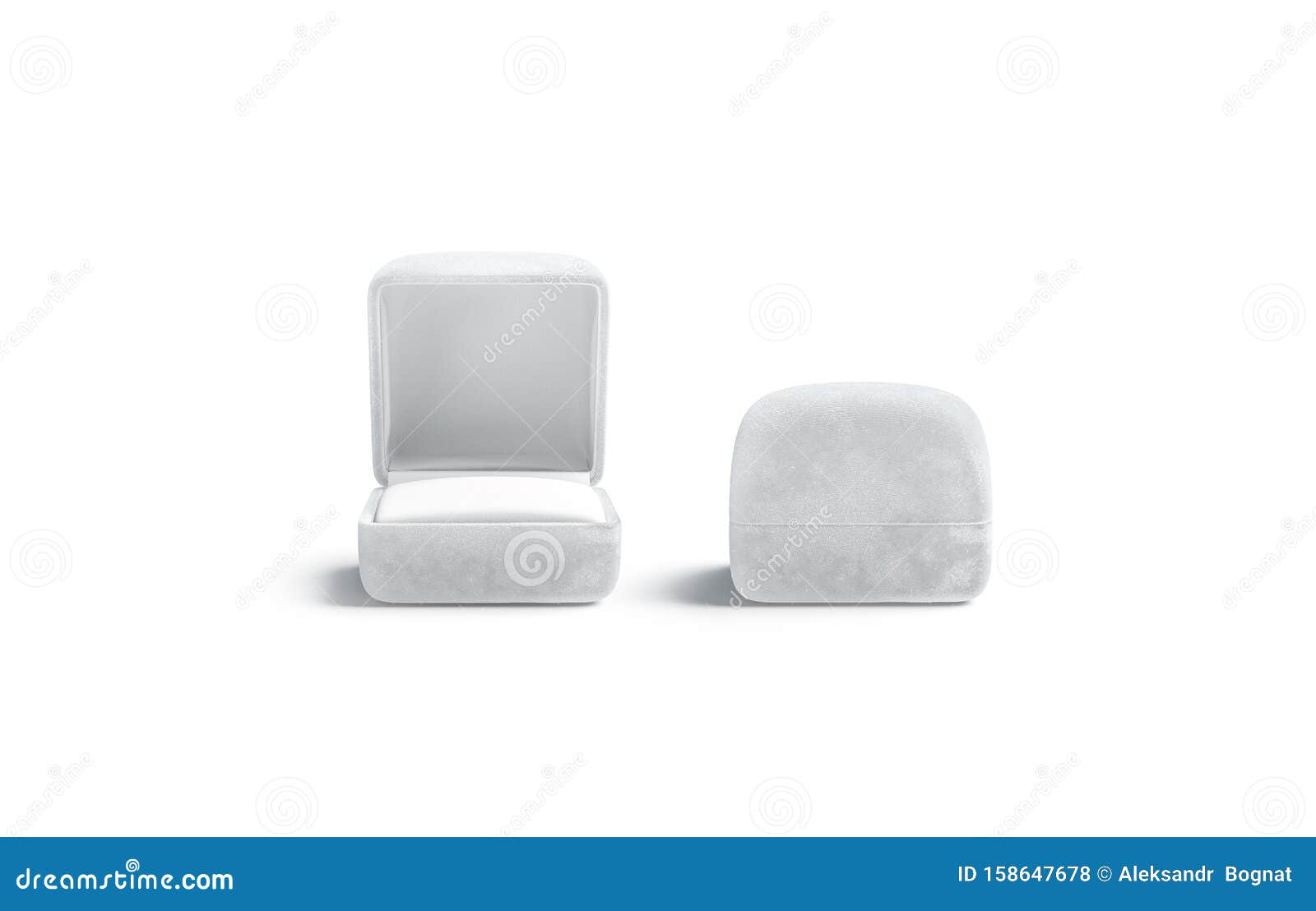 blank white opened and closed ring box mockup, front view