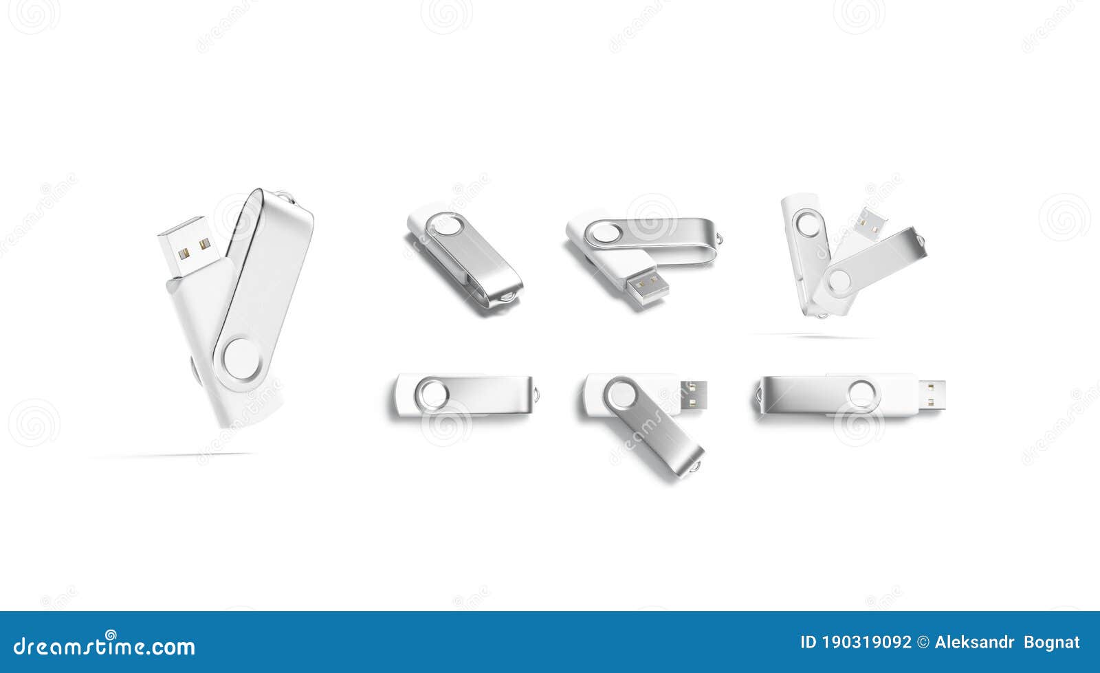 Download Blank White Opened And Closed Usb Stick Mockup, Different Views Stock Illustration ...